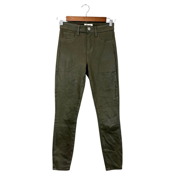 L’AGENCE Margot Skinny High Rise Jeans Hunter Green Coated, Size 24 - Picture 1 of 15